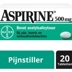 Aspirine 500 mg helpt bij pijn 20 tabletten