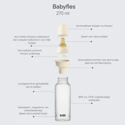 BIBS Babyfles 270 ML Ivory met Latex speen en opvouwbaar trechtertje
