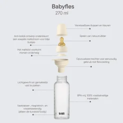 BIBS Babyfles 270 ML Sage met Latex speen en opvouwbaar trechtertje