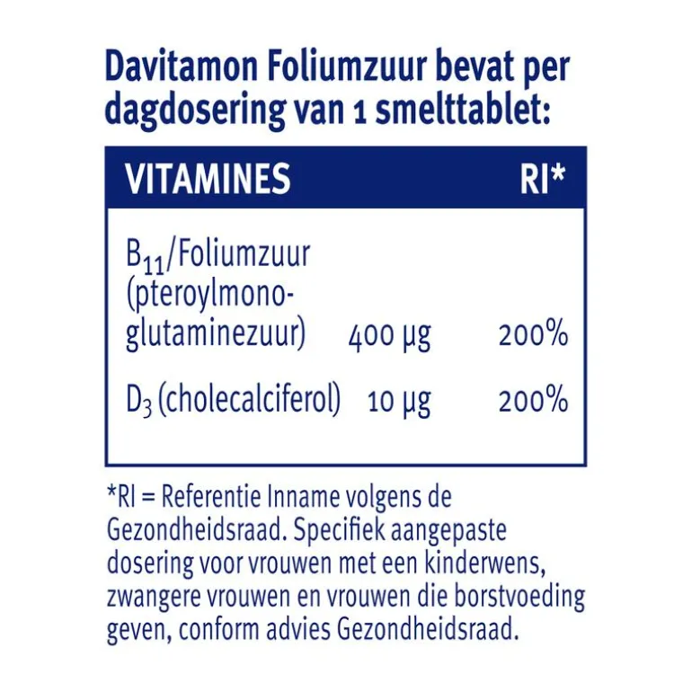 Davitamon Foliumzuur met vitamine D - Zwanger