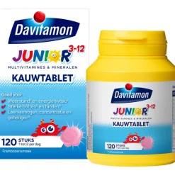 Davitamon Junior 3+ Multivitamine Kinderen Frambozensmaak 120 Kauwvitamines