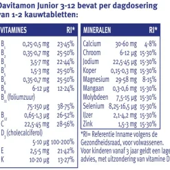 Davitamon Junior 3+ Multivitamine Kinderen Frambozensmaak 120 Kauwvitamines