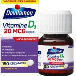 Davitamon Vitamine D3 20 mcg Smelttabletten Voordeelverpakking 150 stuks