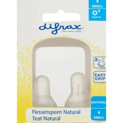Difrax Flesspeen Natural Small 0+ Maanden Geschikt voor pasgeboren baby’s