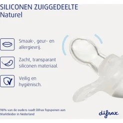 Difrax Fopspeen Natural 6 Maanden Paars BPA-vrij