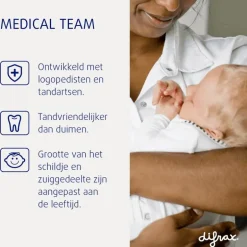 Difrax Fopspeen Natural 6 Maanden Donkergrijs BPA-vrij