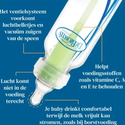Dr. Brown’s Anti-Colic Brede Halsfles Glas 270 ML