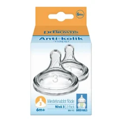 Dr. Brown’s Flesspeen 6+ Maanden Fase 3 Brede Halsfles 2 stuks