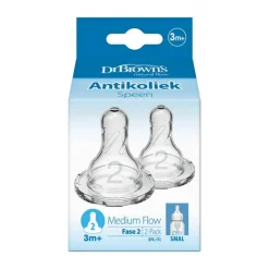 Dr. Brown’s Flesspeen 3+ Maanden Fase 2 Smalle Halsfles 2 stuks