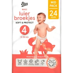 Etos Luierbroekjes Maxi Maat 4 9-15 kg Mid Pack 24 stuks
