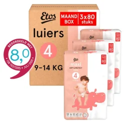 Etos Luiers Maxi Maat 4 9-14 kg Maandbox 240 stuks