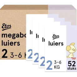 Etos Woezel & Pip Luiers Mini Maat 2 3-6 kg Megabox 4x52 stuks