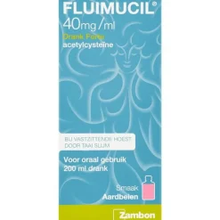 Fluimucil Drank Forte 40 mg/ml Hoestdrank Aardbeiensmaak