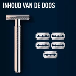 King C. Gillette Double Edge Safety Scheersysteem Met 5 Navulmesjes
