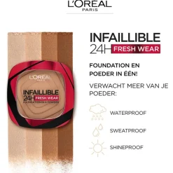 L'Oréal Paris Infaillible 24H Fresh Wear Foundation in a Powder 330 Hazelnut