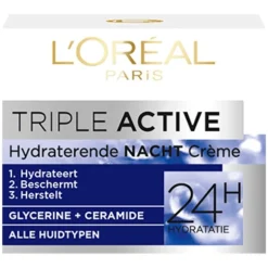 L'Oréal Paris Triple Active Hydraterende Nachtcrème 50 ML