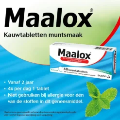 Maalox Kauwtabletten Muntsmaak Bij Brandend Maagzuur 40 Kauwtabletten