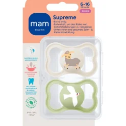 MAM Supreme Fopspenen 6-16 maanden Uni 2 stuks