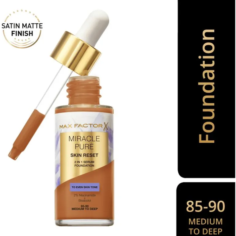 Max Factor Miracle Pure Serum Foundation 85-90 Medium To Deep 30 ML