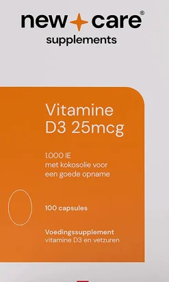 New Care Vitamine D3 25mcg Capsules 100 stuks