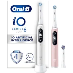 Oral-B iO 6 Wit & Roze 2 Elektrische Tandenborstels By Braun