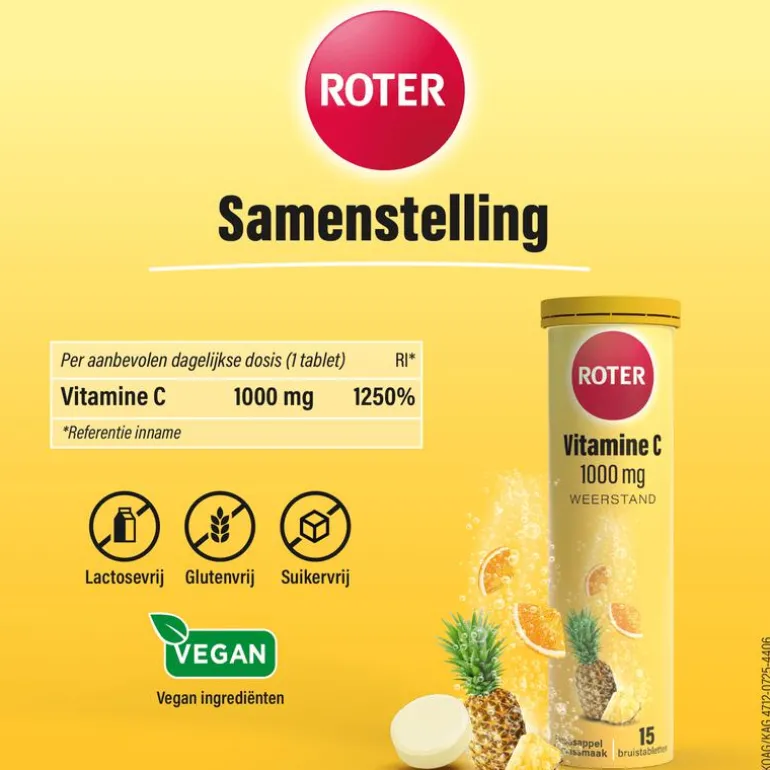 Roter Vitamine C1000 mg Sinaasappel-Ananas bruistabletten 15 stuks