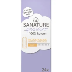 Sanature Pro Vivo 100% Katoenen Incontinentie Inlegkruisjes Light 24 stuks