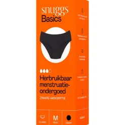 Snuggs Basics Menstruatieondergoed Zwart Maat M