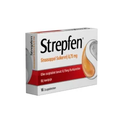Strepfen Sinaasappel Suikervrij 8,75 mg Zuigtabletten 16 Stuks
