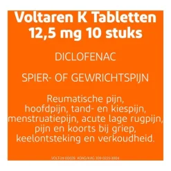 Voltaren K 12,5 MG Pijnstiller Filmomhulde Tabletten Diclofenac-Kalium 10 stuks