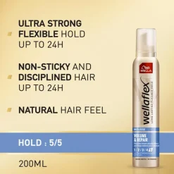 Wella WellaFlex Volume & Repair Ultra Strong Hold Haarmousse 200 ML