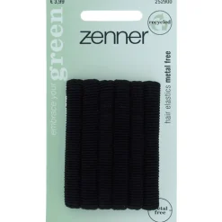 Zenner Haarelastiek Recycled Polyester/Organic Cotton Zwart 6 stuks